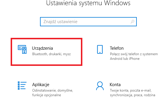Windows ustawienia urządzenia
