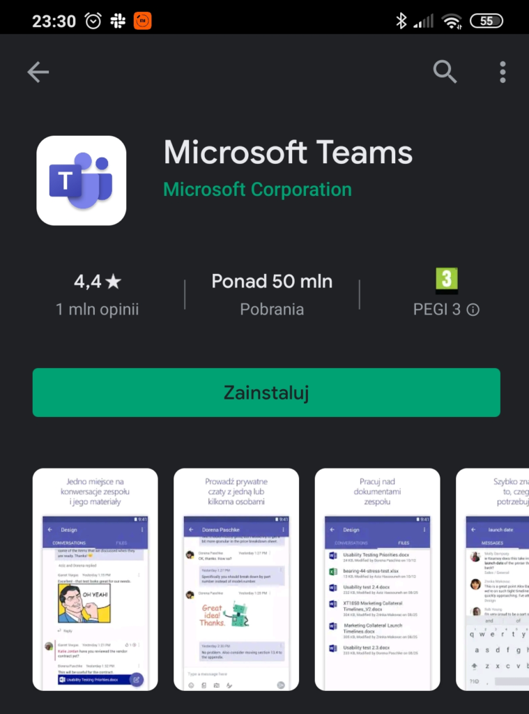 microsoft teams w sklepie play